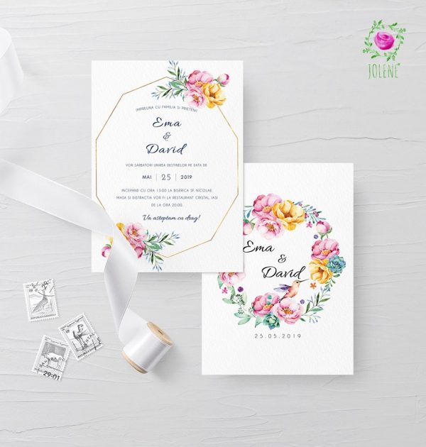 InvitaÈ›ie de nuntÄƒ GEOMETRIC FLOWERS