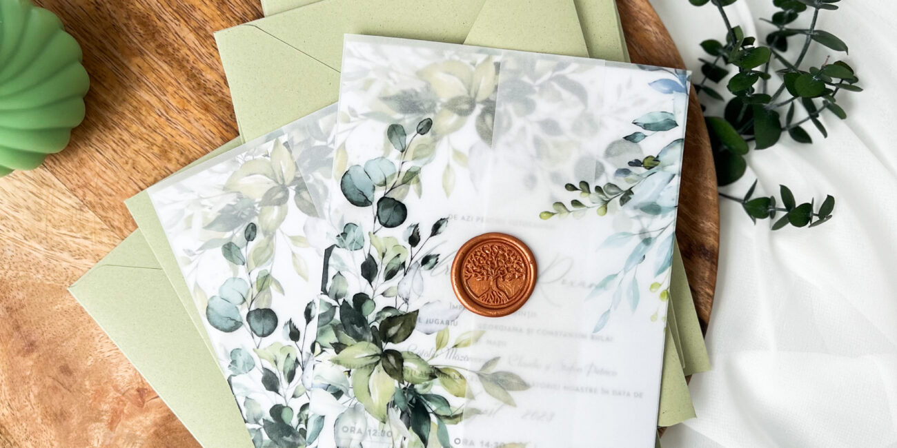invitatie nunta verde